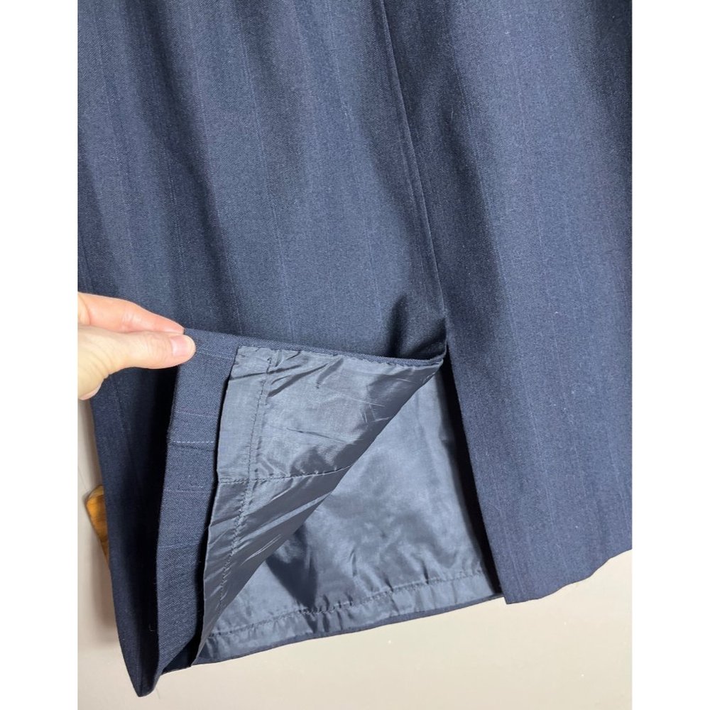 Alcott & Andrews Wool Pinstriped Black Pencil Knee Length Skirt Lined Womens 4 - Picture 4 of 7